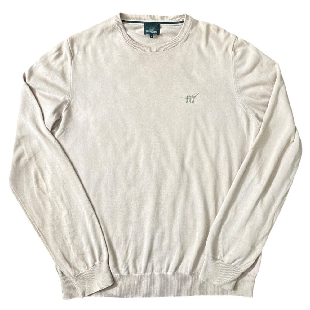 Henry Cotton's Mens Crewneck Sweater Beige Tan Logo Size M GG14 Collector‎ Item